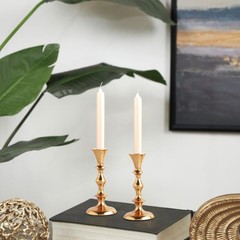Rely+ Gold Candle Holders Set of 2 Decorative Centerpiece Table Medium,