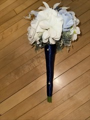 Lot Of 3 Sink Floral Bouquets Bride Groom Maid Of Honor Flower Girl Blue & White