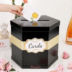 Card Box Card Receiving Box with Ribbon 14x12x12 Inches Elegant Card Box Hold…