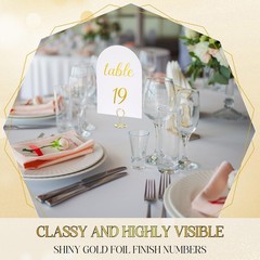 White and Gold Table Numbers 1-30 with Head Table Number Card and Holders, 5 …