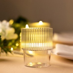 12 Clear Stackable Ribbed Reusable Plastic cups Centerpieces Decorations