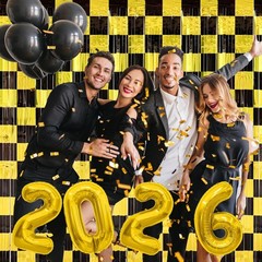 Graduation Foil Fringe Curtain Party Decoration, 2 Pack 3.3×6.6 Ft Black and …