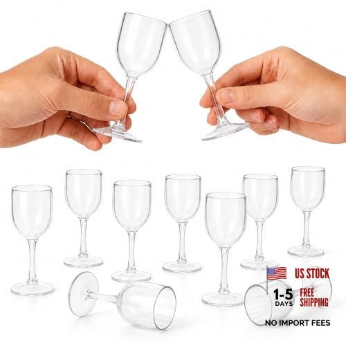12 Pack 2 oz Clear Plastic Wine Glasses with Stem – Mini Wine 12 Pcs