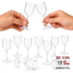 12 Pack 2 oz Clear Plastic Wine Glasses with Stem – Mini Wine 12 Pcs