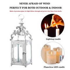NEEDOMO Lanterns Decorative Indoor, 16″ White Hanging Lantern Set of 1, Beige