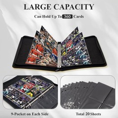 Trading Card Binder, 3-Ring 9-Pocket Zipper Binder for Baseball Cards, Sports…