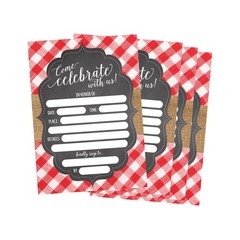 Hadley Designs 50 BBQ Party 50 Count (Pack of 1), Red and White Chalk Plaid