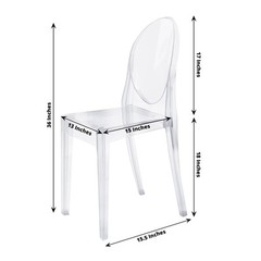 4 CLEAR Stackable Transparent Acrylic Banquet CHAIRS Oval Back Party Decorations