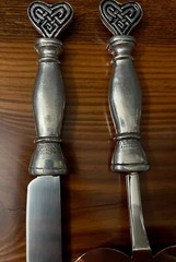 Fellowship Foundry Celtic Knots Hearts Pewter Glasses & Cake Server Wedding Set