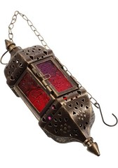 Hanging Hexagon Decorative Moroccan Candle Lantern Holders, Handmade 1pcs Bronze