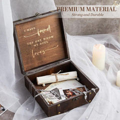Bridal Shower Gifts Mr and Mrs Wedding Keepsake Box for Couples, Wooden Memory B