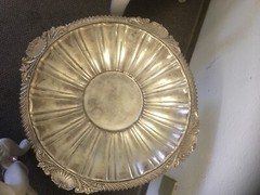 Vintage Silver Fruit Plate Tall Wedding Centerpiece Carved 18″x 21″