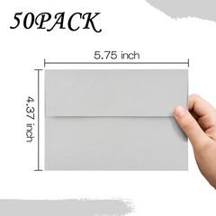50 Pack A2 Envelopes for Invitations,4.37×5.75 A2(4.375×5.75in), gray