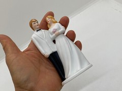 Porcelain Bride & Groom Cake Topper – Figurine Wedding, Engagement Party Decor #
