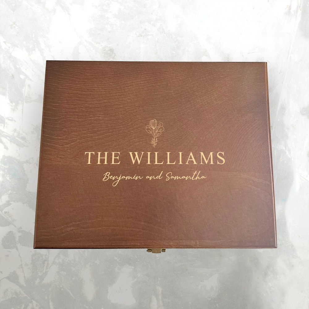personalized Wedding Keepsake Box, custom engraved box, newly weds couple gift