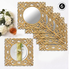 MAONAME 12″ Gold Charger Plates Set of 6, Mirror Charger for Dinner Plates, P…
