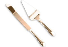 Copper Rose Gold Cake Knife and Server Set, Cake Server Set with Serrated Blade