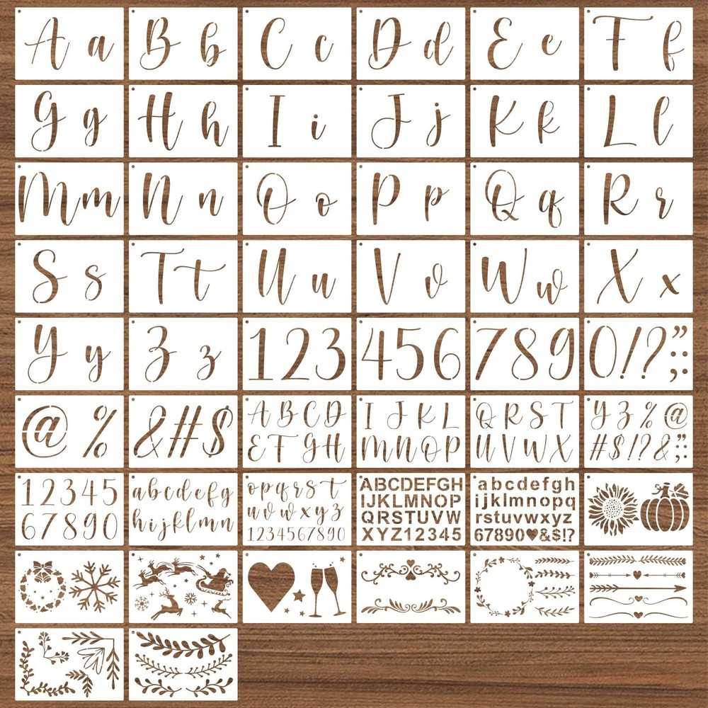 BAMIDELE Letter Stencils for Painting on Wood, 50 Pcs Calligraphy Alphabet Dr…