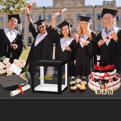 Black Clear Gold Card Box 8.7 Inch Wedding Reception Money Birthday Party