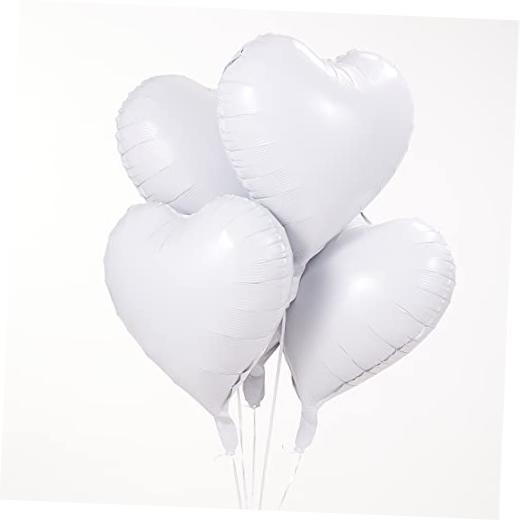 18 Inch White Heart Mylar Balloons, 10pcs Big Foil Balloons for Birthday Party