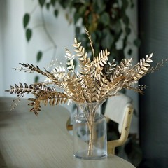 Gold 2 Metallic 21″ Artificial Fern Leaf Branches Faux Foliage Stems Party Event