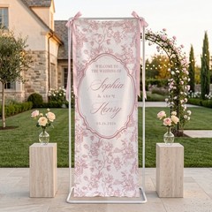 Personalized Wedding Welcom Sign, Linen Fabric Banner, Engagement Table Runner