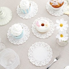 100 WHITE 4″ Round Disposable Lace PAPER DOILIES PLACEMATS Event Party Supplies