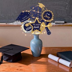 Graduation Party Centerpieces – 60pcs Glitter Navy Blue & Gold Table Decor with