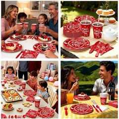 112PCS Valentine’s Day Heart Party Plates Supplies Love Heart Party Red