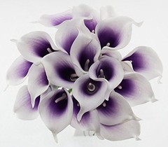 Calla Lily Bridal Wedding Bouquet 20pcs Purple Latex Real Touch – Decor