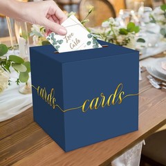 8.7″ Navy Blue Gold Foil Gift Card Box Wedding Birthday Baby Shower Party