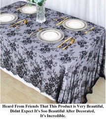 Pardecor Lace Tablecloth Rectangular 60×120 Inch Black Embroidered Lace Table…