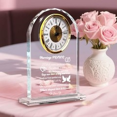 Wedding Gifts for Couples 2025 – Elegant Crystal Clock with Inspiring Quote,