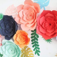 Lucky Monet 3D Paper Flower Backdrop DIY Rose Flower Crafting Wall Decoration.