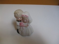 Vintage 1960s- Porcelain Wedding Bride & Groom Glossy Cake Topper Figurine