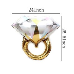 2Pcs Diamond Ring Aluminum Balloon,Wedding Bridal 26 Inches, Multi Colors