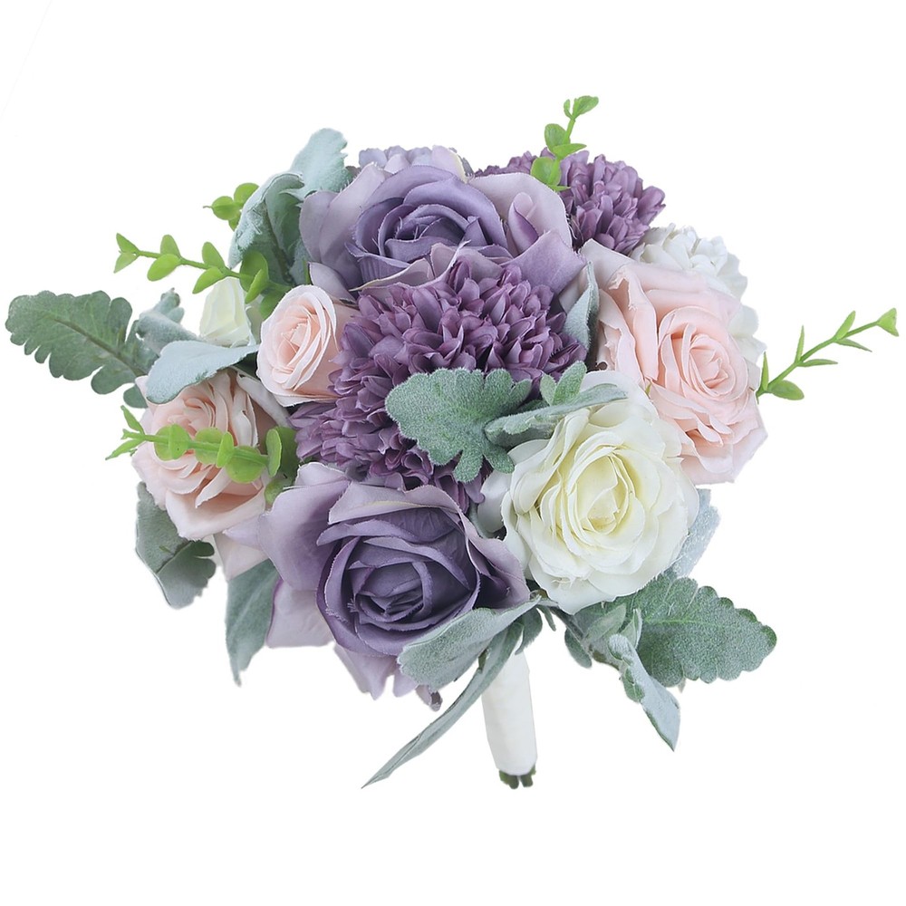 Rinlong 9″ Wedding Bouquet for Bride Bridal Bridesmaid Artificial Flowers Pas…
