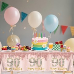 90th Birthday Decorations for Women,61Pcs Rose Gold 90th Birthday Decorations…