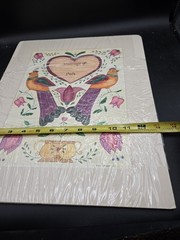 Original Hand Painted Marriage Certificate Blank Vintage Love Folk Art 16″x13″