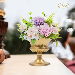 5.9 In. Tall Metal Flower Holder Wedding Decoration Table Mini Trumpet in Gold D