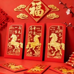 Chinese New Year Red Envelopes, Lunar 6.69 X 3.54 Inches,