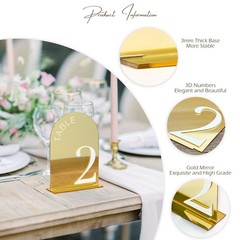 Gold Mirror Arch Wedding Table Numbers 110 Acrylic Signs 5×7 Inch 10 PCS