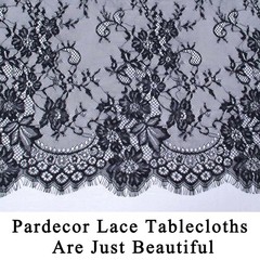 Pardecor Lace Tablecloth Rectangular 60×120 Inch Black Embroidered Lace Table…