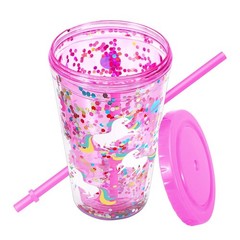 Cute Tumbler with Lid and Straw Double Wall Insulated Acrylic Cup for Girls W…