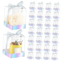 36 Set 3. 5 x 3. 5 x 4. 3 in Transparent Candle Gift Box Packaging Box Silver