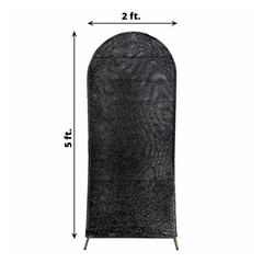 5 ft BLACK Metallic Fitted Spandex Round Top Arch STAND COVER Party Events