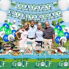 2 Pack Golf Party Tablecloths, 51×87» Plastic Disposable Rectangle Golf Tabl…