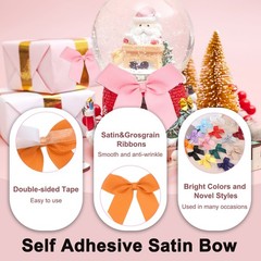 24Pcs Mini Grosgrain Ribbon Bow 2″ Self Adhesive Flower Bows Orange