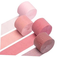 Crepe Paper Streamers 4 Rolls 328ft, Pack of Metallic Rose Rose Gold Pink-3264