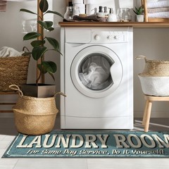 20×59 Inch Laundry Room Rug NonSlip Runner Mat StainResistant Entryway Blue